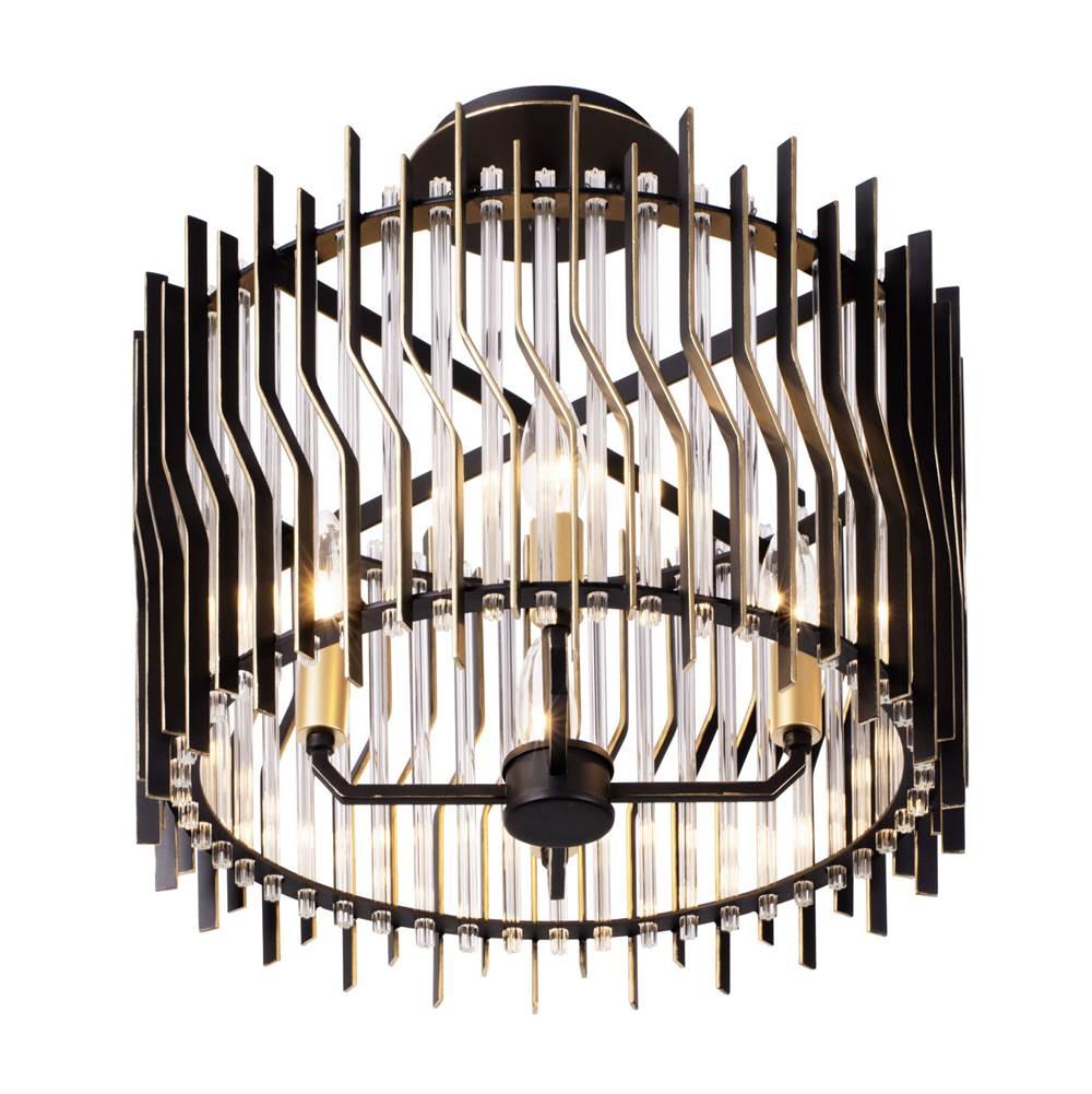 Varaluz Park Row Park Row 4-lt   Semi-flush - Matte Black/french Gold