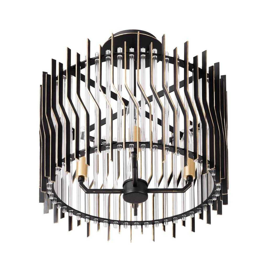 Varaluz 393S04MBFG Matte Black,French Gold Park Row 4-lt   Semi-flush - Matte Black/french Gold Image 4
