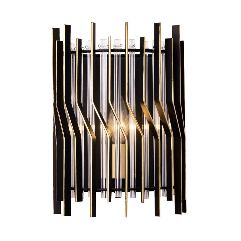 Varaluz 393W01MBFG Matte Black,French Gold Park Row 1-lt   Sconce - Matte Black/french Gold Image 1