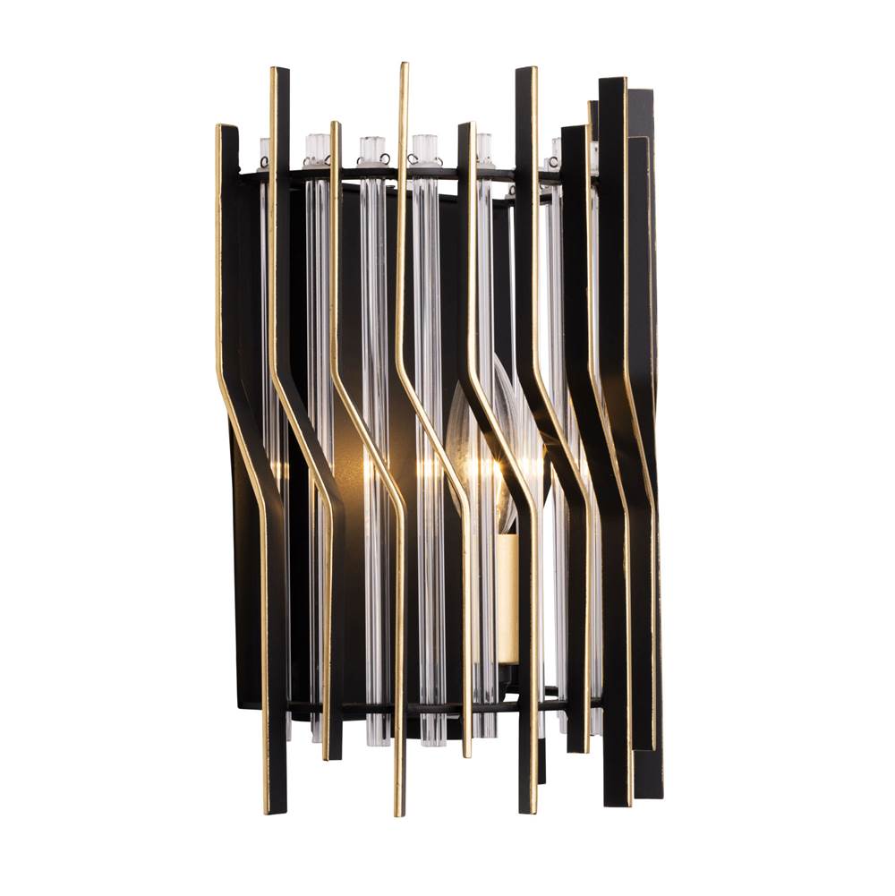 Varaluz 393W01MBFG Matte Black,French Gold Park Row 1-lt   Sconce - Matte Black/french Gold Image 3