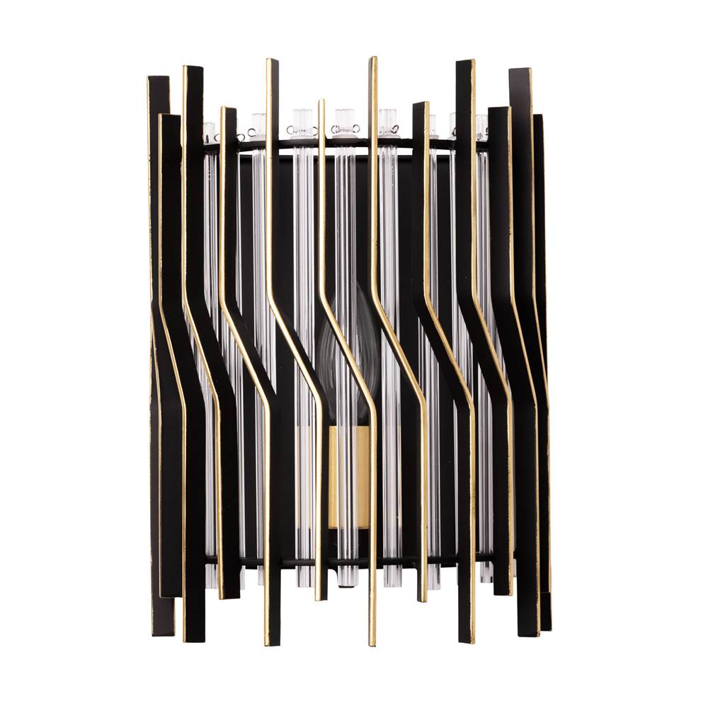 Varaluz 393W01MBFG Matte Black,French Gold Park Row 1-lt   Sconce - Matte Black/french Gold Image 2