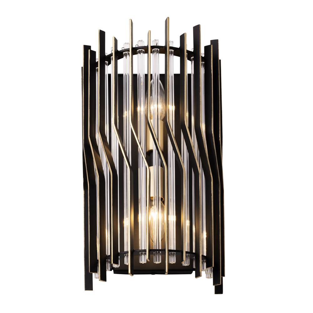 Varaluz 393W02MBFG Matte Black,French Gold Park Row 2-lt   Sconce - Matte Black/french Gold Image 4