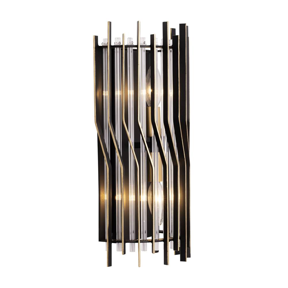 Varaluz 393W02MBFG Matte Black,French Gold Park Row 2-lt   Sconce - Matte Black/french Gold Image 3