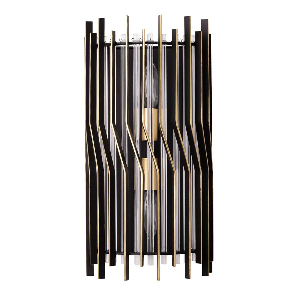 Varaluz 393W02MBFG Matte Black,French Gold Park Row 2-lt   Sconce - Matte Black/french Gold Image 2