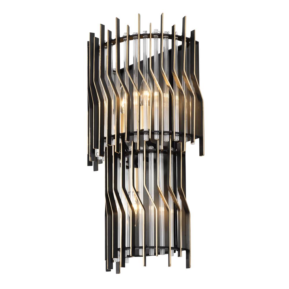 Varaluz Park Row Park Row 3-lt Sconce - Matte Black/french Gold