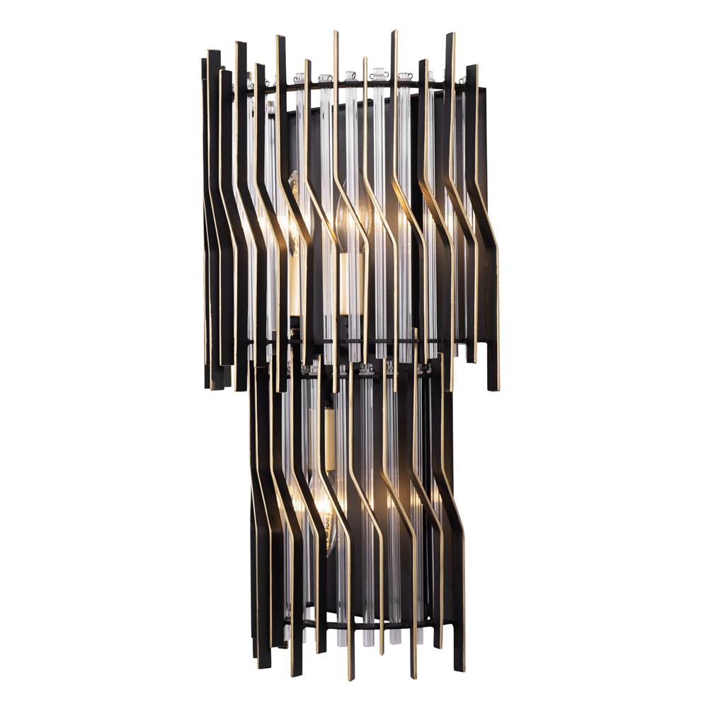 Varaluz 393W03MBFG Matte Black,French Gold Park Row 3-lt Sconce - Matte Black/french Gold Image 5