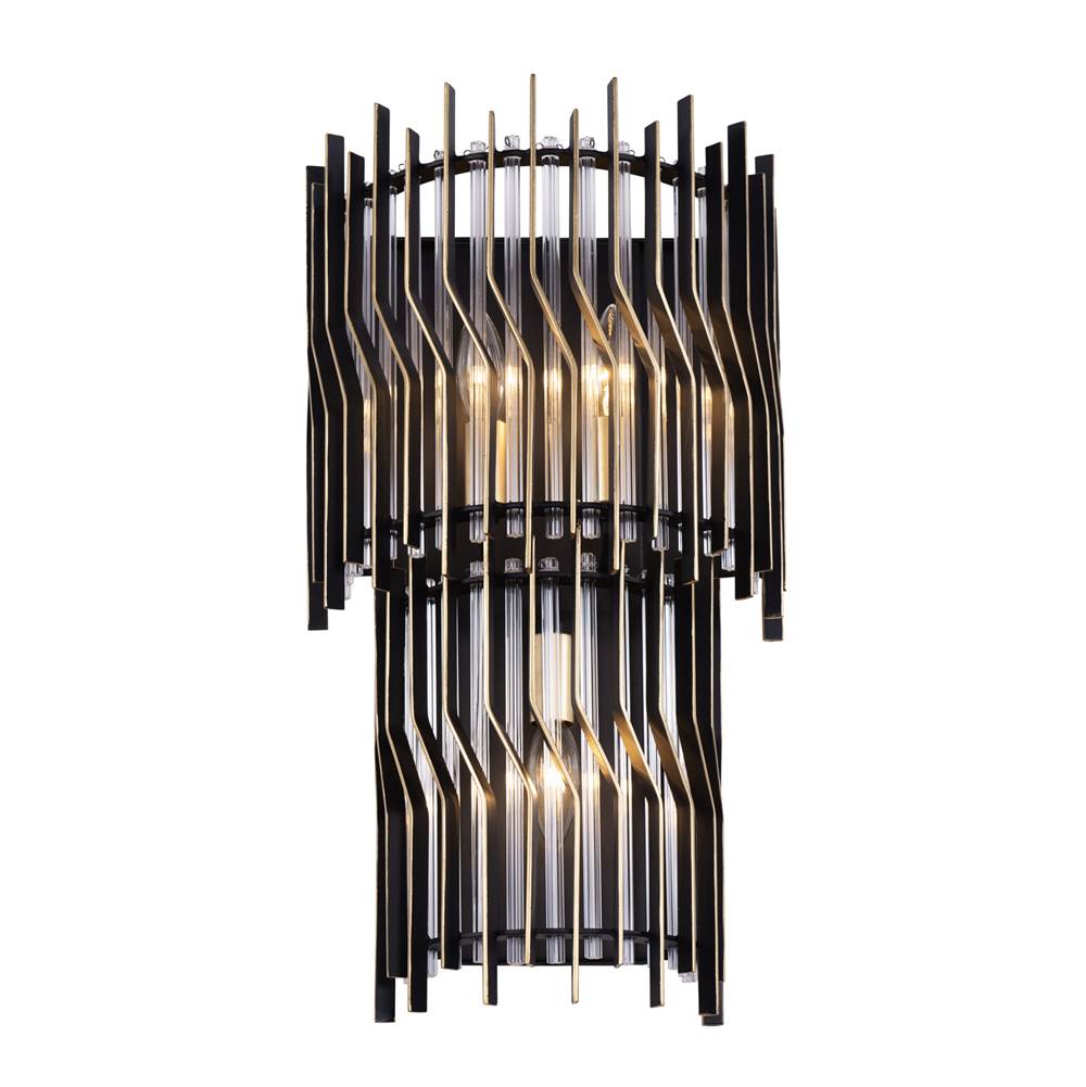 Varaluz 393W03MBFG Matte Black,French Gold Park Row 3-lt Sconce - Matte Black/french Gold Image 4