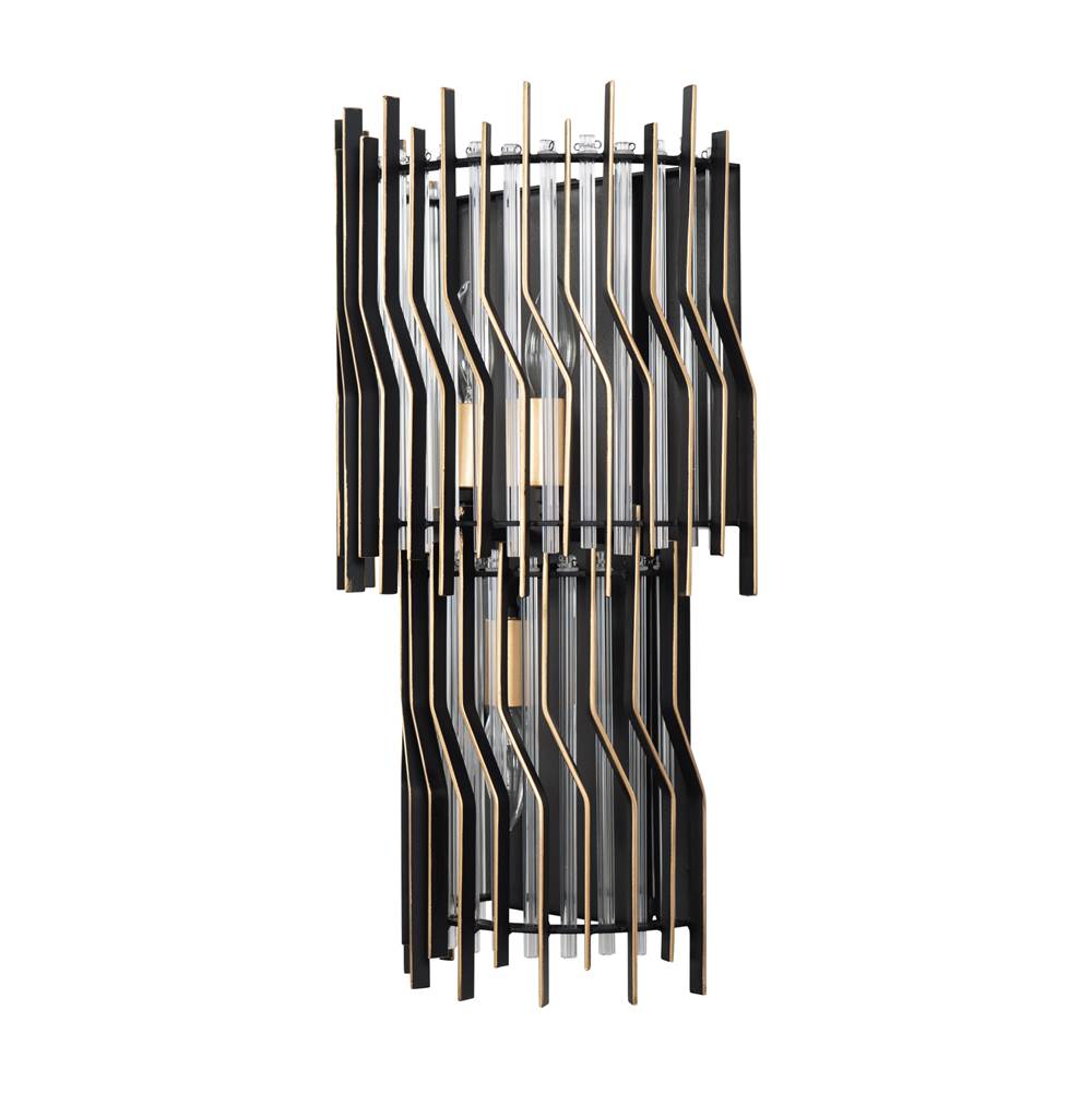 Varaluz 393W03MBFG Matte Black,French Gold Park Row 3-lt Sconce - Matte Black/french Gold Image 3