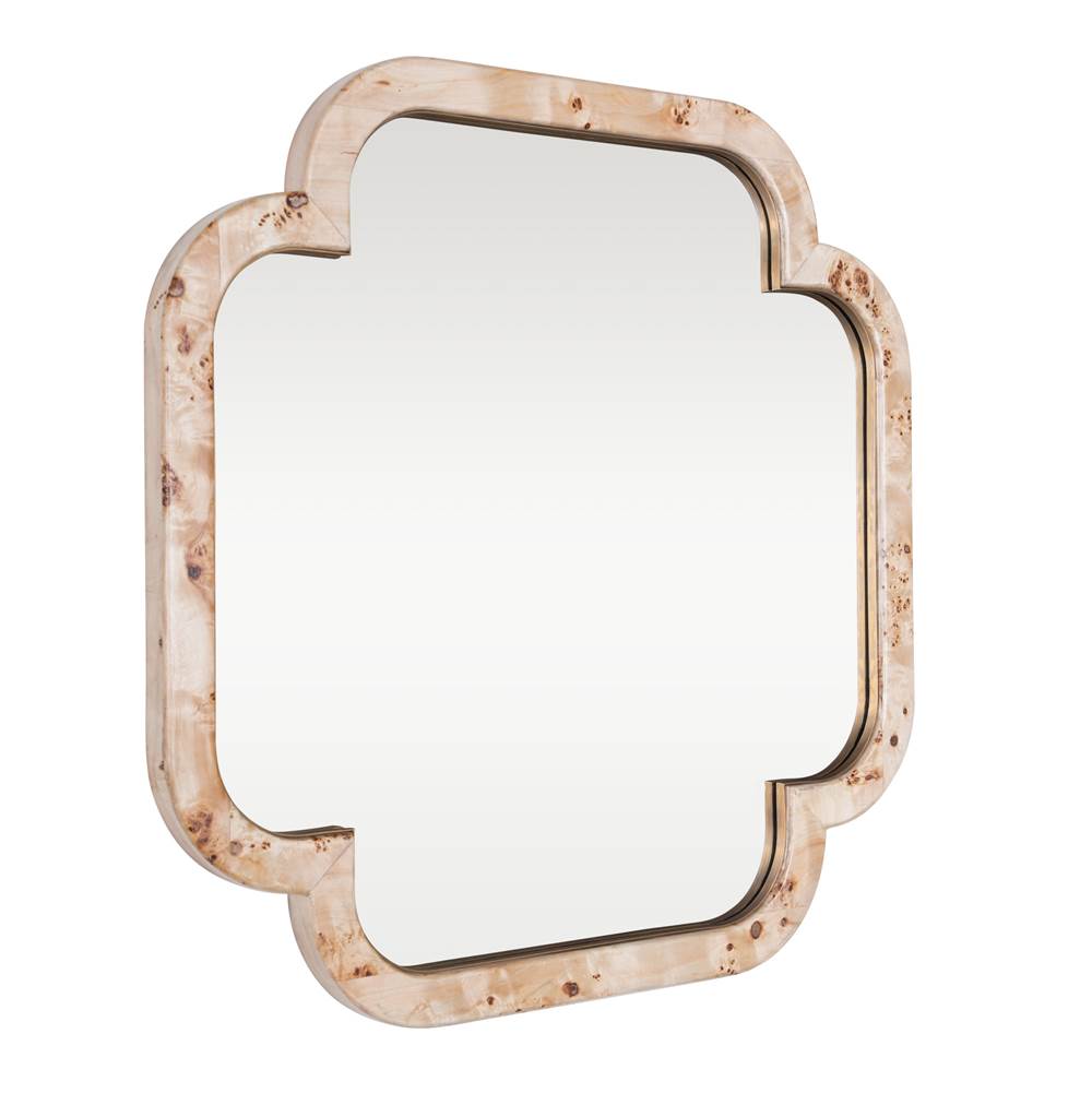 Varaluz Swiss 50x50 Wall Mirror - Poplar Burl/weathered Brass