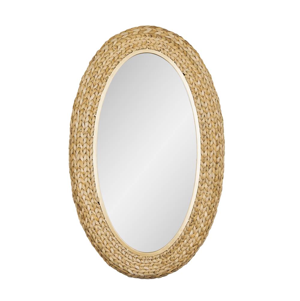 Varaluz 457MI24FGN French Gold,Natural Seagrass Athena 24x40 Oval Wall Mirror - French Gold/natural Seagrass Image 1