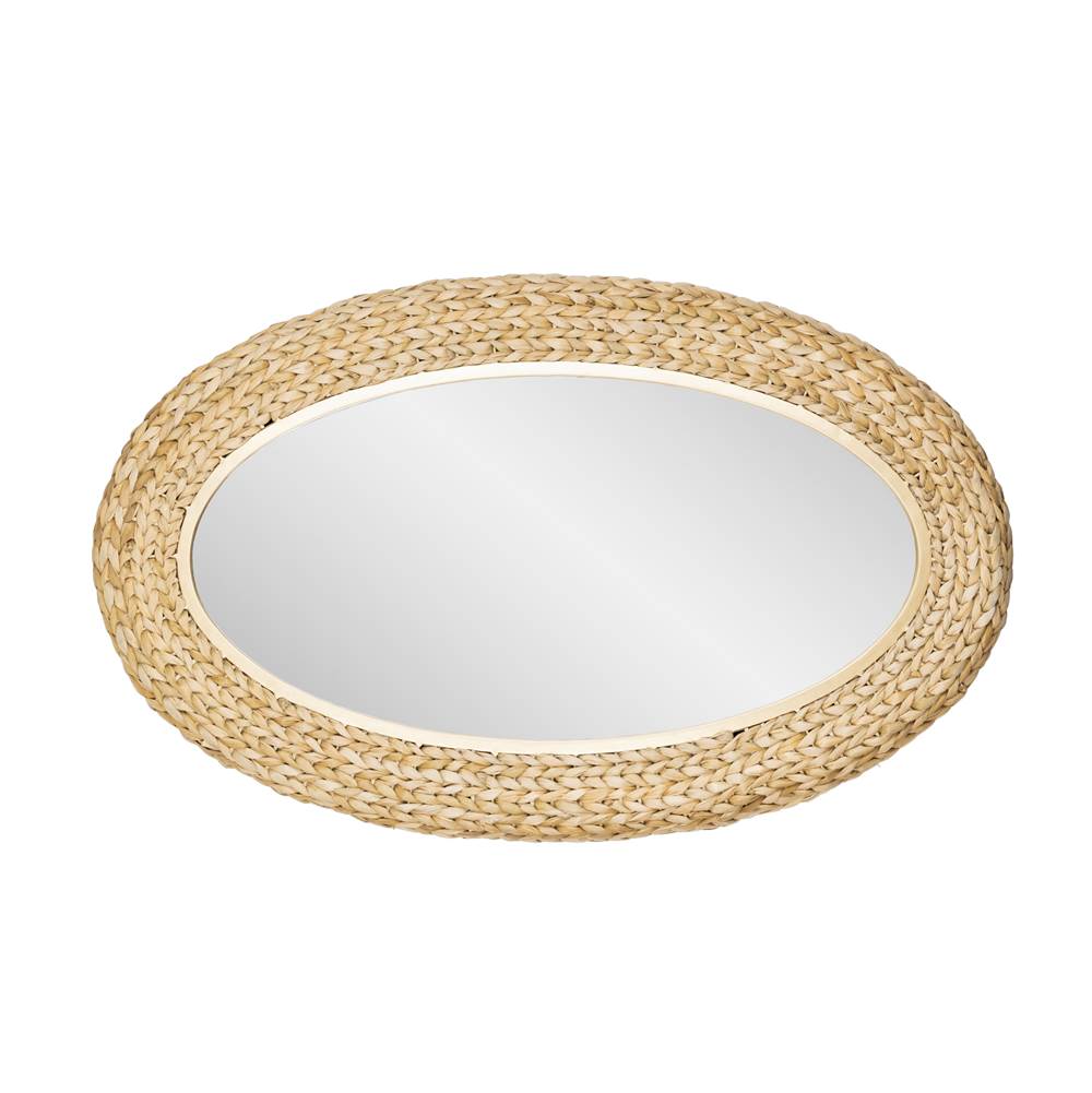 Varaluz Athena 24x40 Oval Wall Mirror - French Gold/natural Seagrass