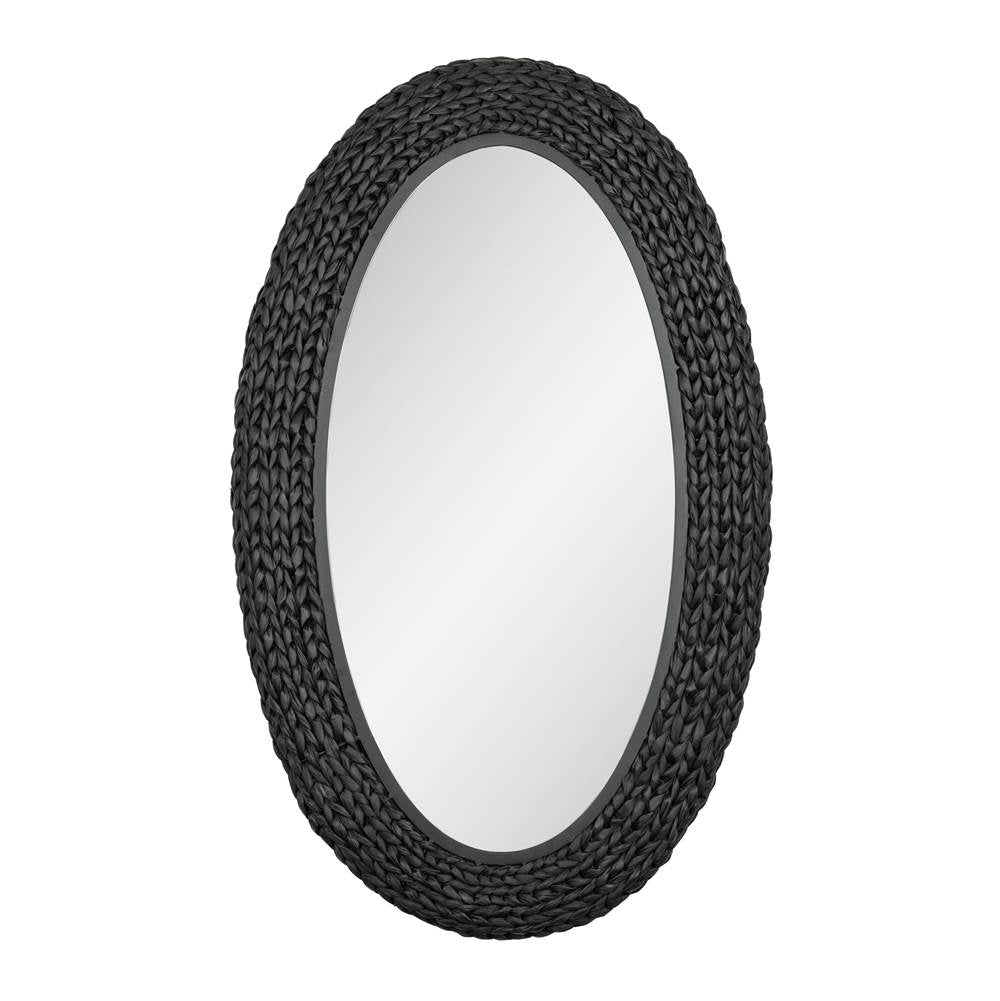 Varaluz 457MI24MBB Matte Black,Black Seagrass Athena 24x40 Oval Wall Mirror - Matte Black/black Seagrass Image 1
