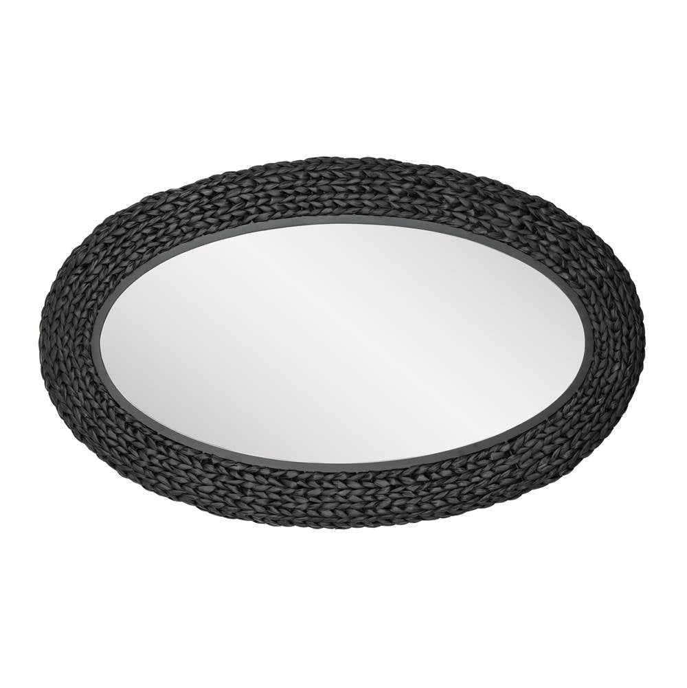 Varaluz Athena 24x40 Oval Wall Mirror - French Gold/natural Seagrass