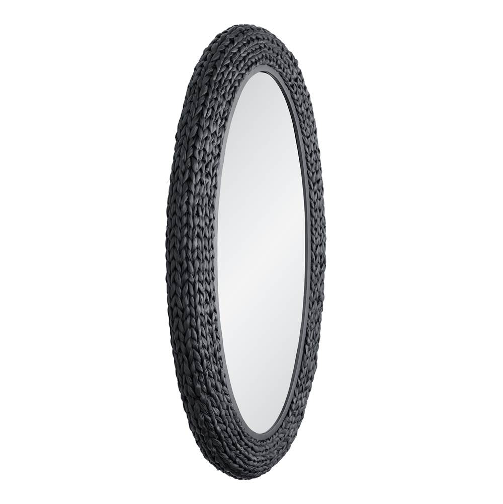 Varaluz 457MI24MBB Matte Black,Black Seagrass Athena 24x40 Oval Wall Mirror - Matte Black/black Seagrass Image 5