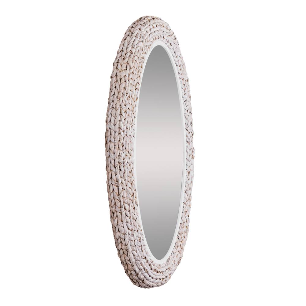 Varaluz 457MI24MWW Matte White,Whitewash Seagrass Athena 24x40 Oval Wall Mirror - Matte White/whitewash Seagrass Image 4