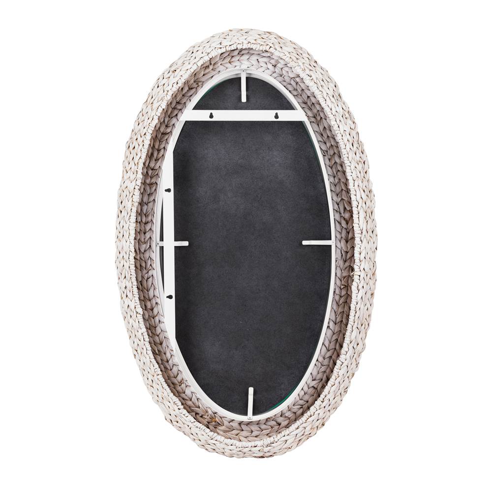 Varaluz 457MI24MWW Matte White,Whitewash Seagrass Athena 24x40 Oval Wall Mirror - Matte White/whitewash Seagrass Image 3