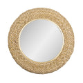 Varaluz 457MI30FGN French Gold,Natural Seagrass Athena 30-in Round Wall Mirror - French Gold/natural Seagrass Image 1