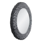Varaluz Athena 30-in Round Wall Mirror - French Gold/natural Seagrass