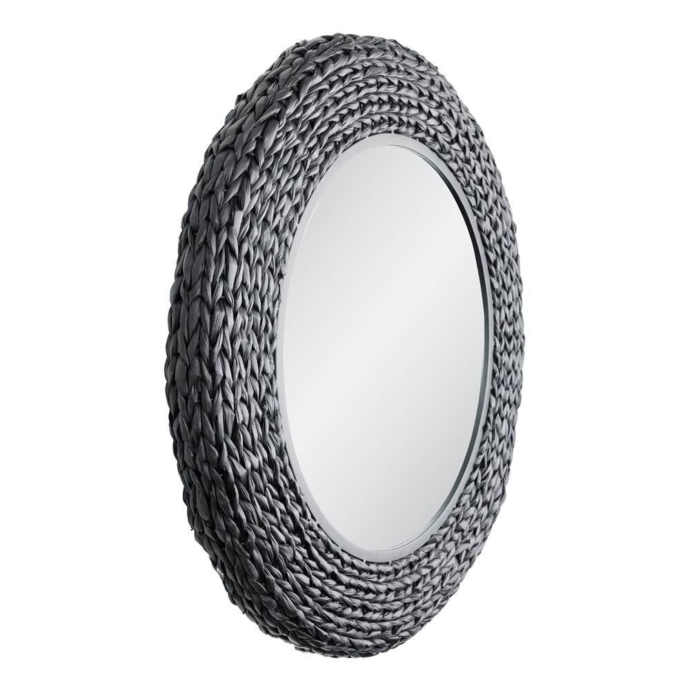 Varaluz Athena 30-in Round Wall Mirror - French Gold/natural Seagrass