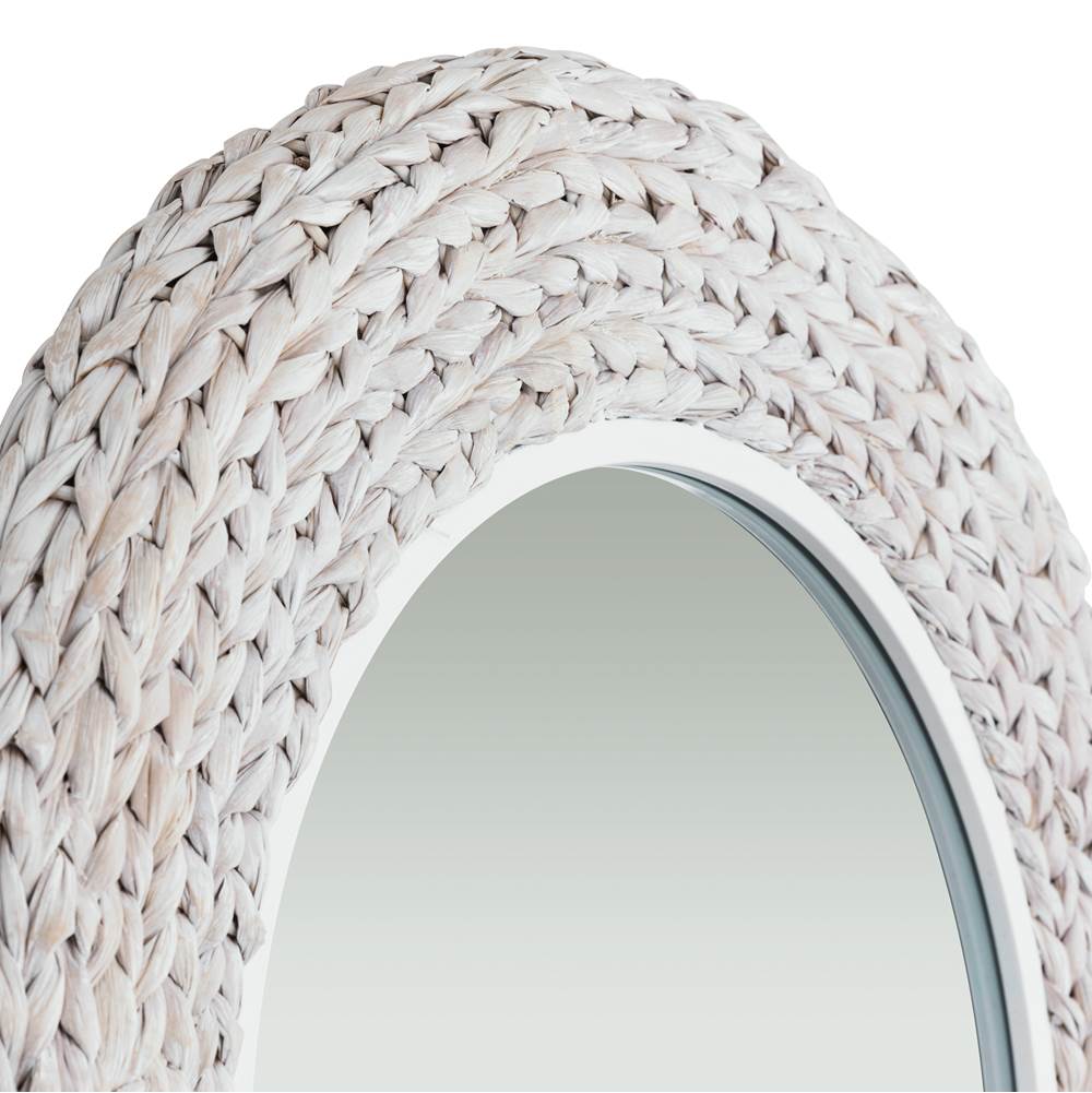 Varaluz 457MI30MWW Matte White,Whitewash Seagrass Athena 30-in Round Wall Mirror - Matte White/whitewash Seagrass Image 2