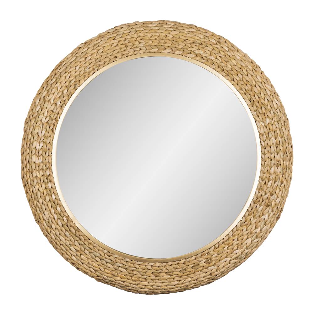 Varaluz 457MI40FGN French Gold,Natural Seagrass Athena 40-in Round Wall Mirror - French Gold/natural Seagrass Image 1