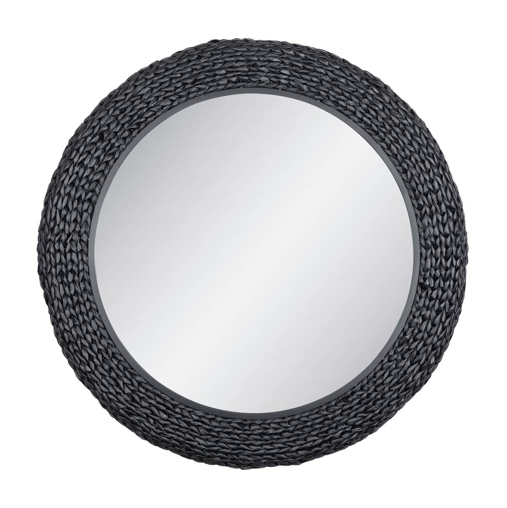 Varaluz 457MI40MBB Matte Black,Black Seagrass Athena 40-in Round Wall Mirror - Matte Black/black Seagrass Image 1
