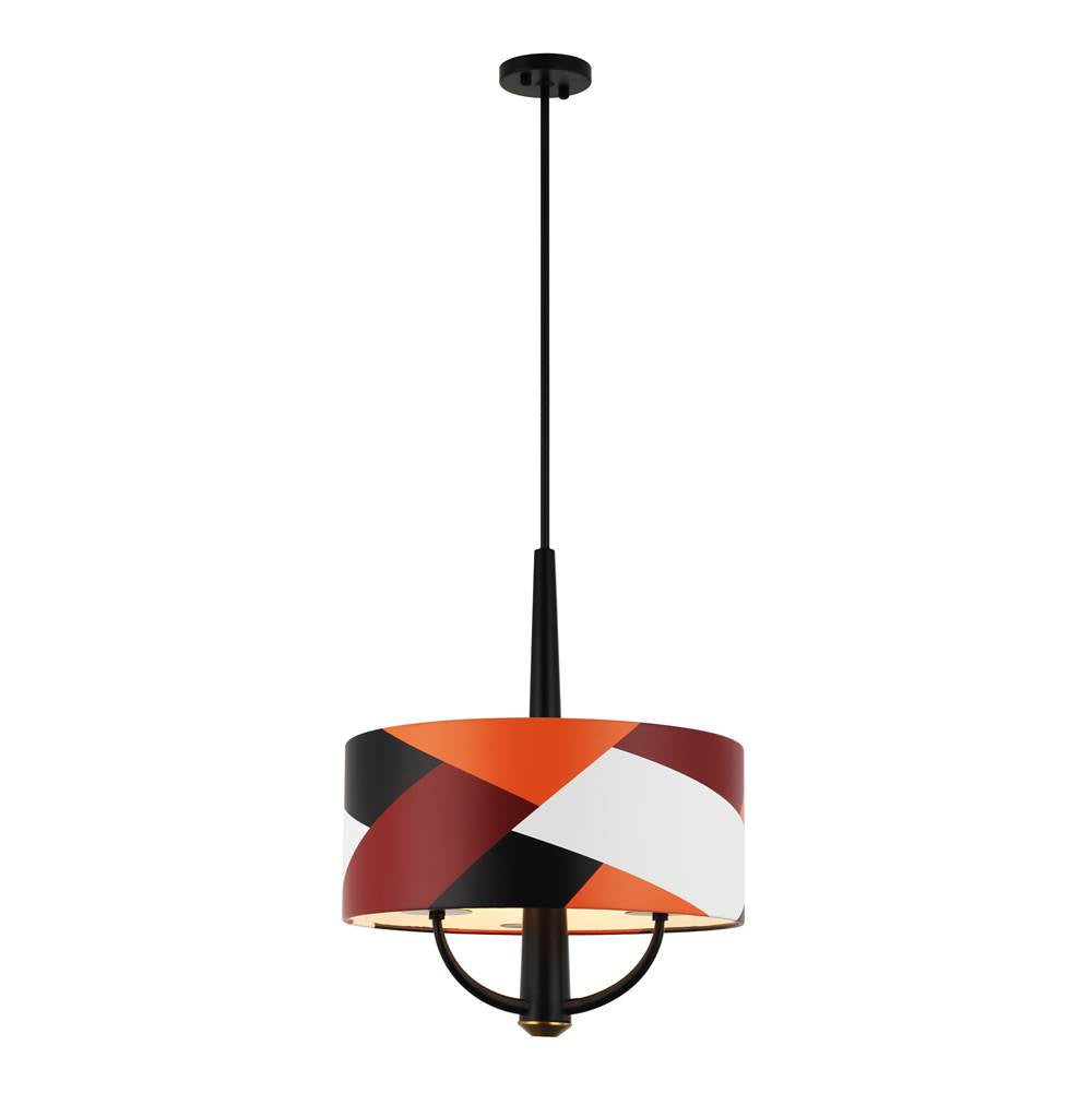 Varaluz 501P03BLSB Black,Satin Brass,Patchwork Patchwork 3-lt Pendant - Black/satin Brass/patchwork Image 1