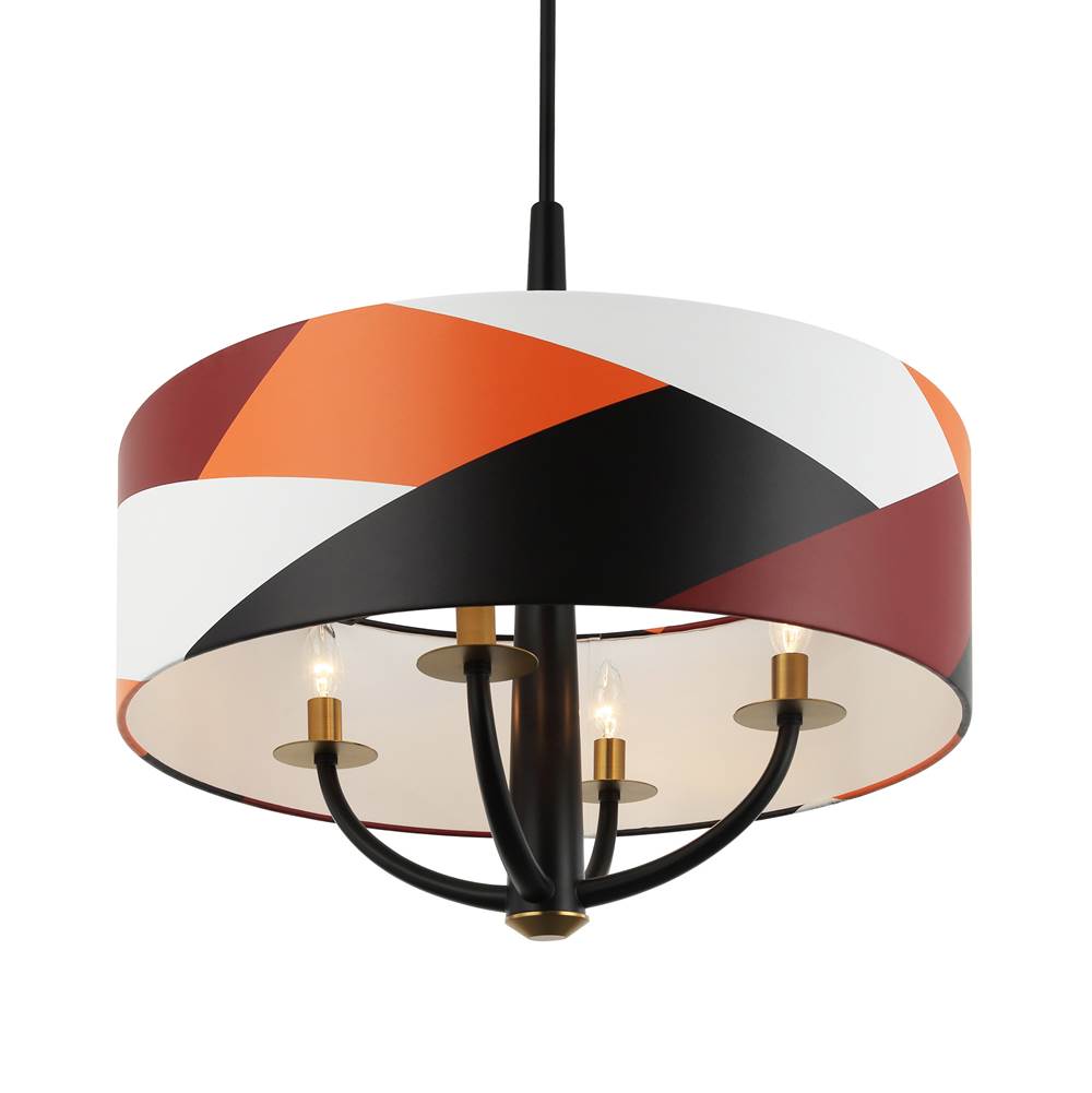 Varaluz 501P04BLSB Black,Satin Brass,Patchwork Patchwork 4-lt Pendant - Black/satin Brass/patchwork Image 2