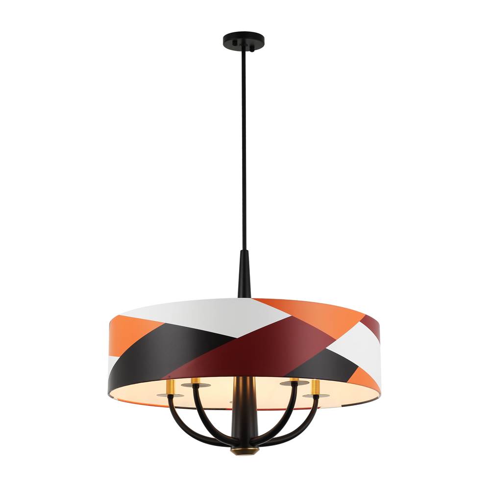 Varaluz 501P05BLSB Black,Satin Brass,Patchwork Patchwork 5-lt Pendant - Black/satin Brass/patchwork Image 1