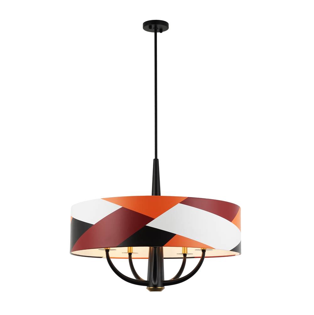 Varaluz Patchwork 5-lt Pendant - Black/satin Brass/patchwork