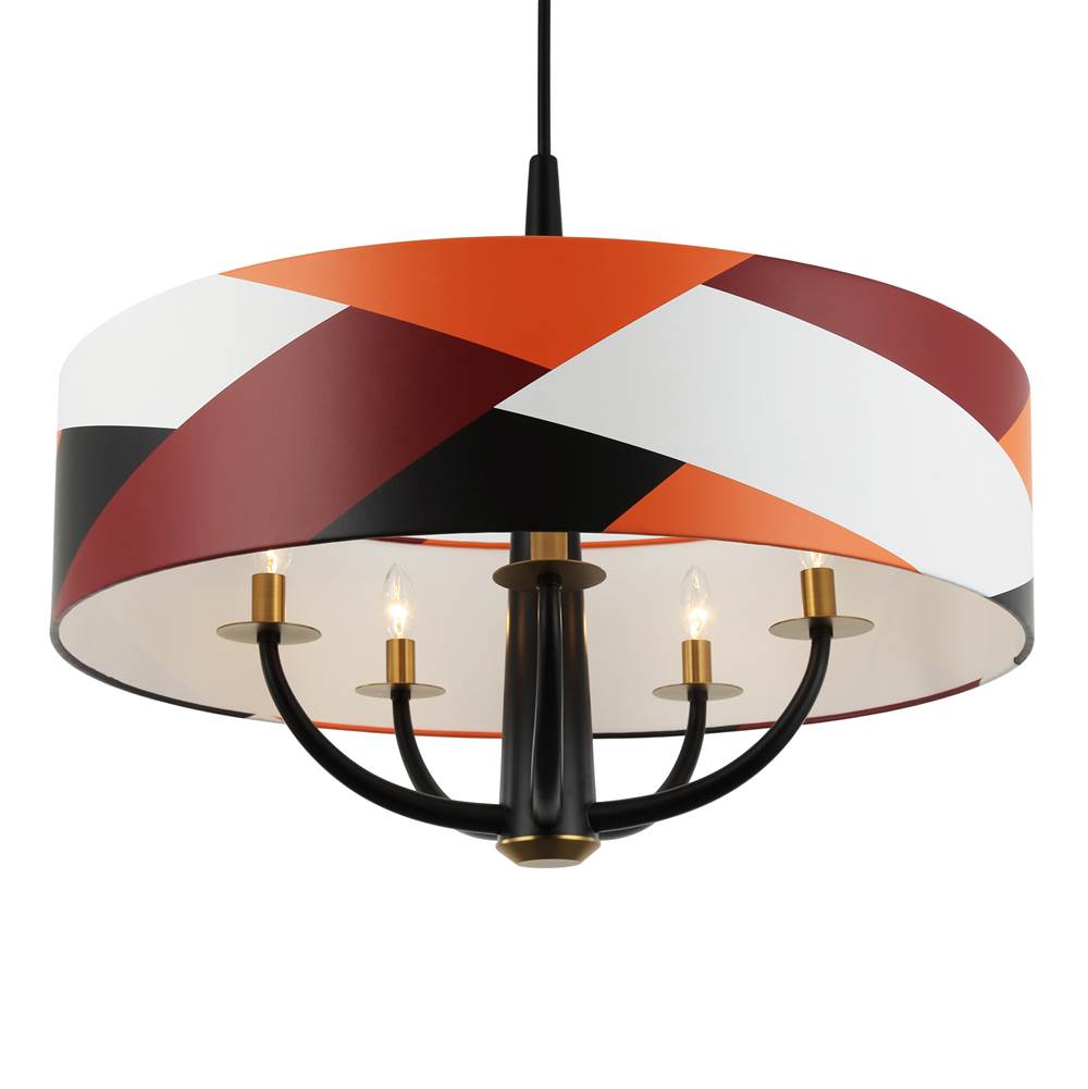 Varaluz 501P05BLSB Black,Satin Brass,Patchwork Patchwork 5-lt Pendant - Black/satin Brass/patchwork Image 3