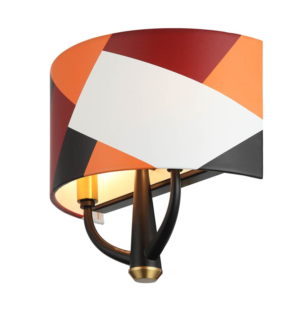 Varaluz Patchwork 2-lt Sconce - Black/satin Brass/patchwork