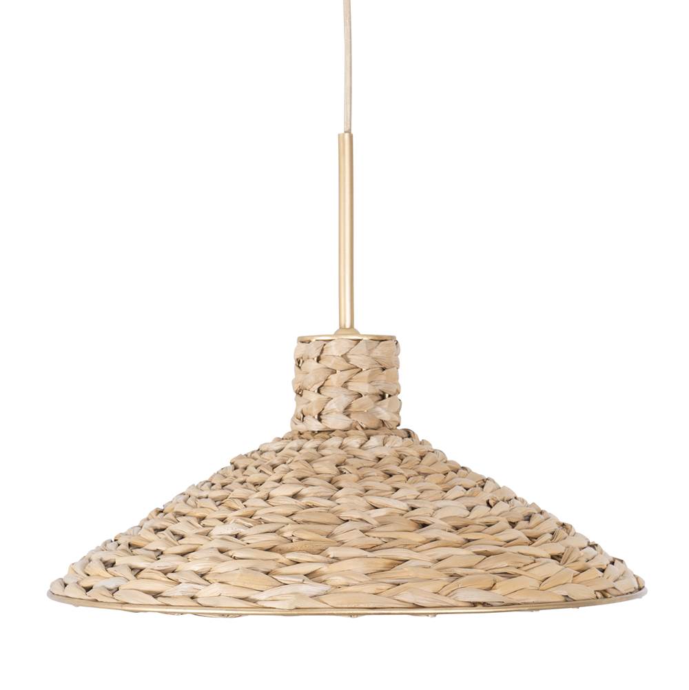 Varaluz 502P01MFGN French Gold,Natural Seagrass Hilton Head 1-lt Medium Pendant - French Gold/natural Seagrass Image 1