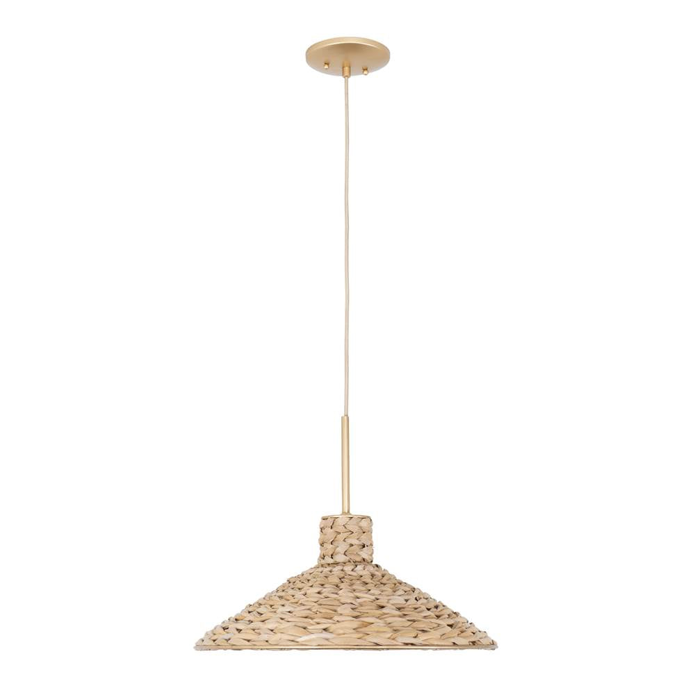 Varaluz Hilton Head Hilton Head 1-lt Medium Pendant - French Gold/natural Seagrass