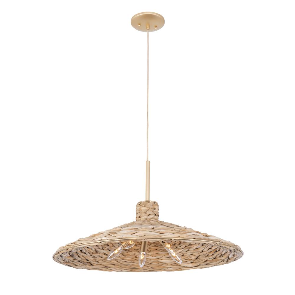 Varaluz 502P05FGN French Gold,Natural Seagrass Hilton Head 5-lt Large Pendant - French Gold/natural Seagrass Image 4