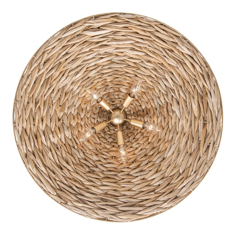 Varaluz 502P05FGN French Gold,Natural Seagrass Hilton Head 5-lt Large Pendant - French Gold/natural Seagrass Image 3