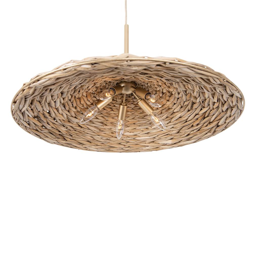 Varaluz 502P05FGN French Gold,Natural Seagrass Hilton Head 5-lt Large Pendant - French Gold/natural Seagrass Image 2