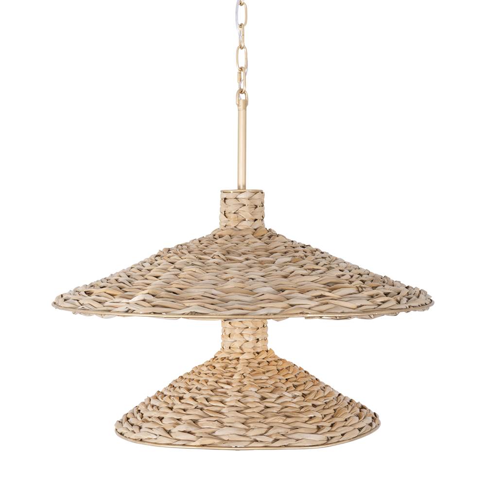 Varaluz 502P09FGN French Gold,Natural Seagrass Hilton Head 9-lt 2-tier Pendant - French Gold/natural Seagrass Image 1