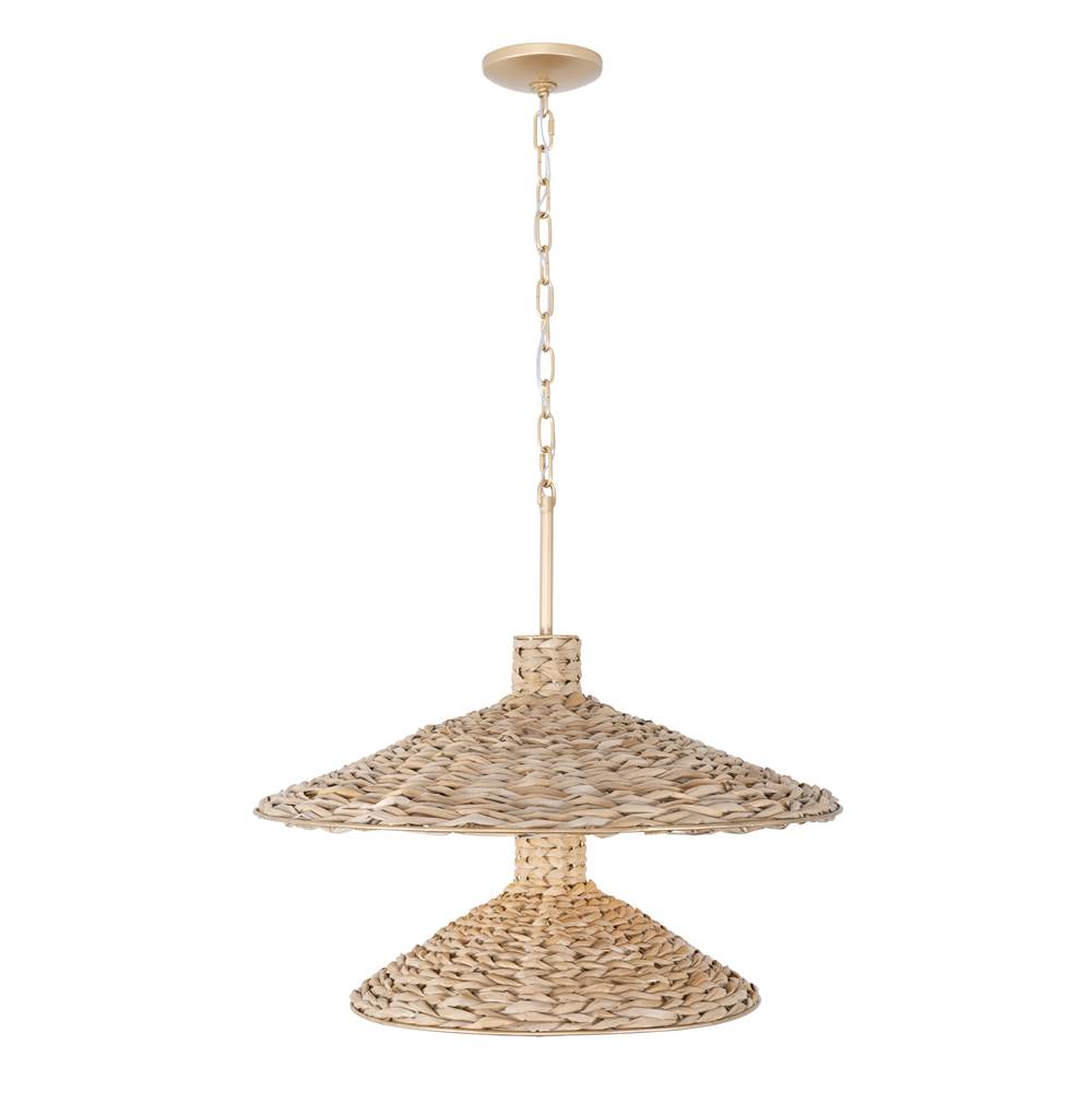 Varaluz Hilton Head Hilton Head 9-lt 2-tier Pendant - French Gold/natural Seagrass