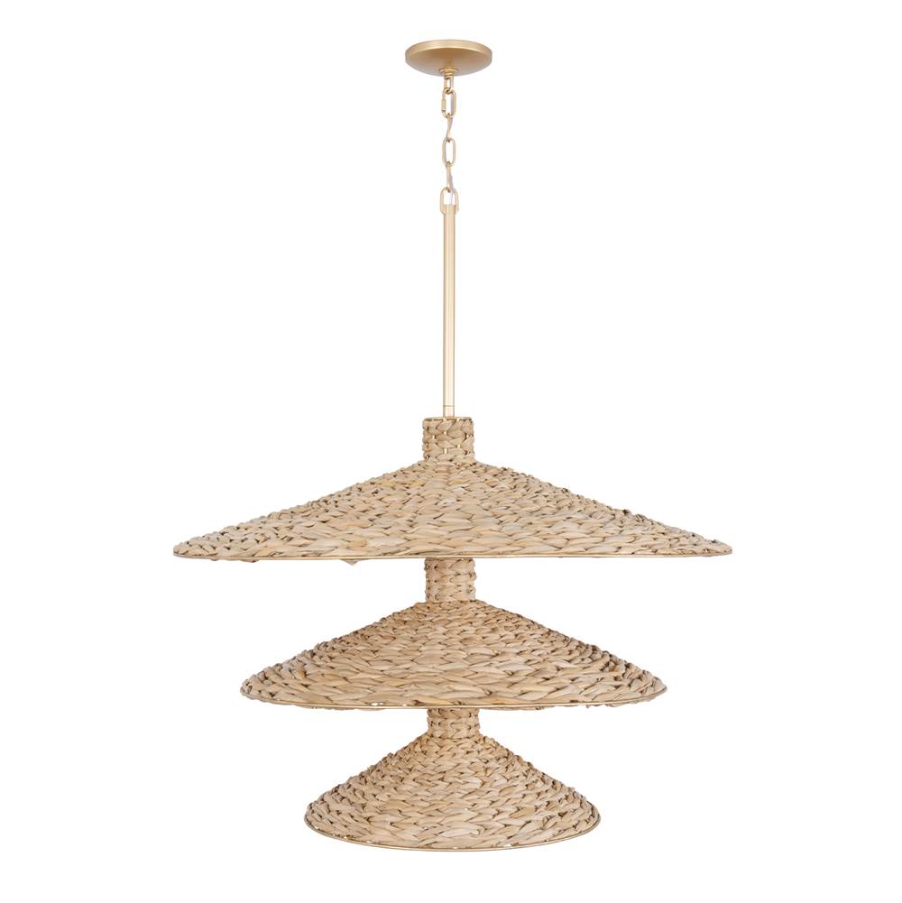 Varaluz Hilton Head Hilton Head 15-lt 3-tier Pendant - French Gold/natural Seagrass