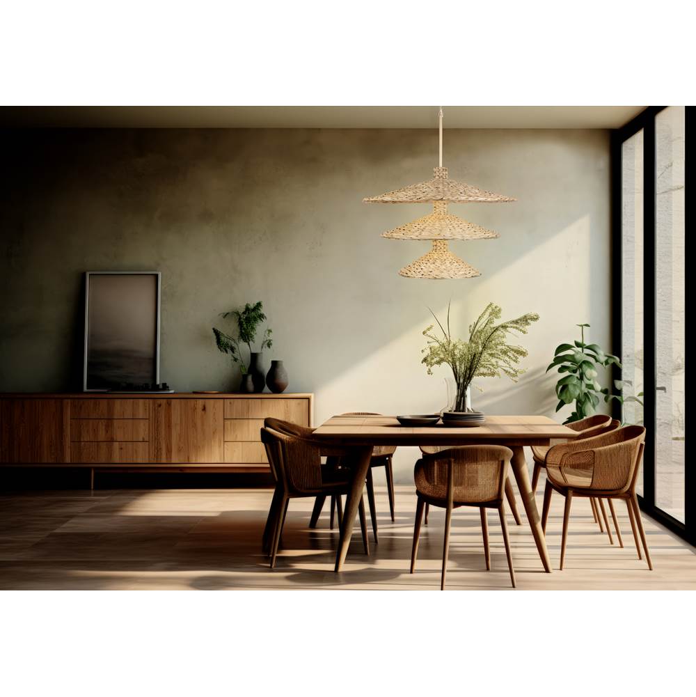 Varaluz 502P15FGN French Gold,Natural Seagrass Hilton Head 15-lt 3-tier Pendant - French Gold/natural Seagrass Image 4
