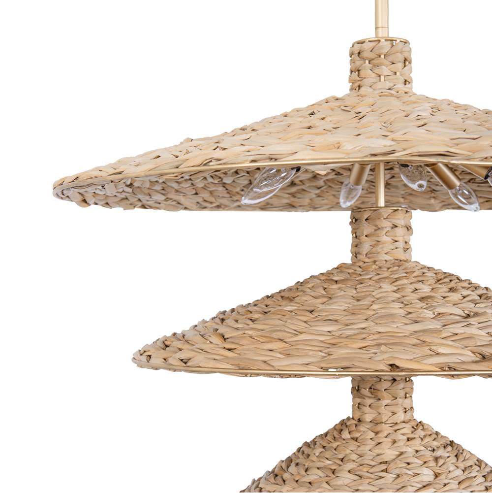 Varaluz 502P15FGN French Gold,Natural Seagrass Hilton Head 15-lt 3-tier Pendant - French Gold/natural Seagrass Image 2