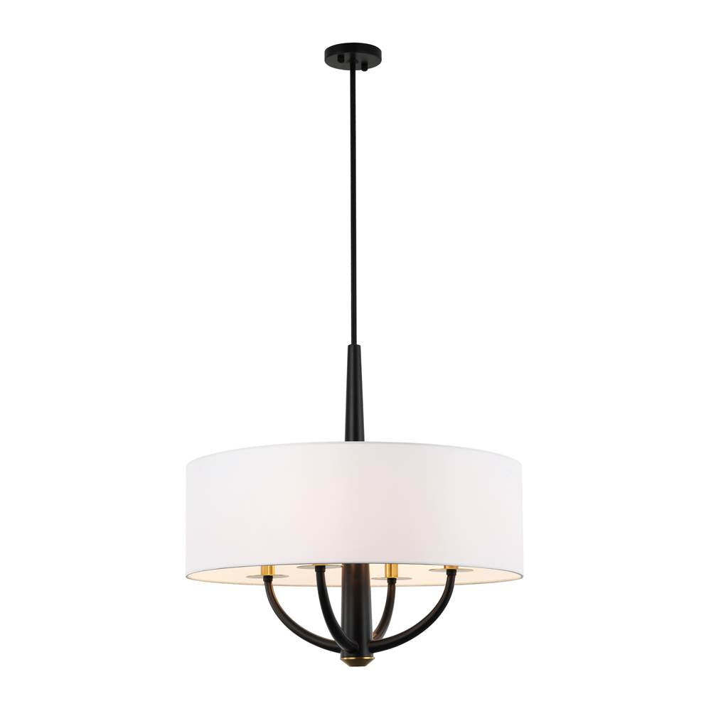 Varaluz 503P04BLSB Black,Satin Brass Patchwork 4-lt Pendant - Black/satin Brass Image 1