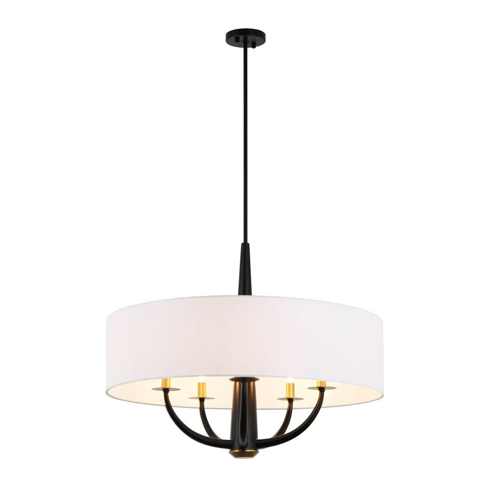 Varaluz 503P05BLSB Black,Satin Brass Patchwork 5-lt Pendant - Black/satin Brass Image 1