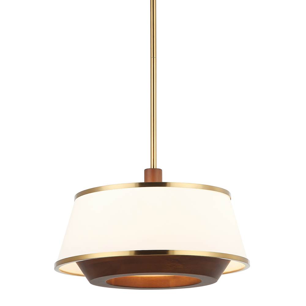 Varaluz 520P03SBW Satin Brass,Medium Walnut Desert Flyer 3-lt Convertible Pendant/semi-flush - Satin Brass/medium Walnut Image 1
