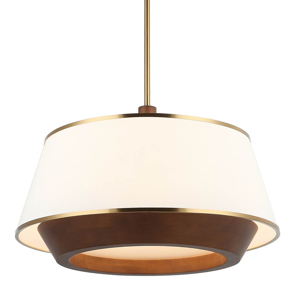 Varaluz 520P06SBW Satin Brass,Medium Walnut Desert Flyer 6-lt Pendant - Satin Brass/medium Walnut Image 1
