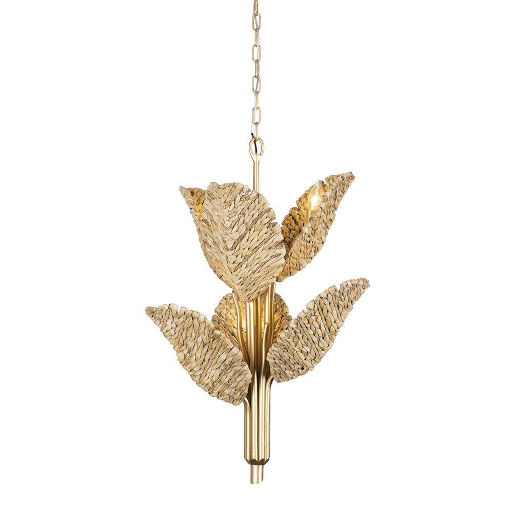 Varaluz 901C06FGN French Gold,Natural Seagrass Banana Leaf 6-lt Chandelier - French Gold/natural Seagrass Image 1