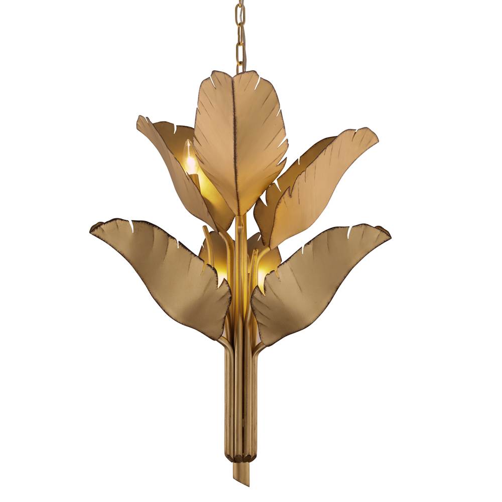 Varaluz 901C06GO Gold Banana Leaf 6-lt Chandelier - Gold Image 1