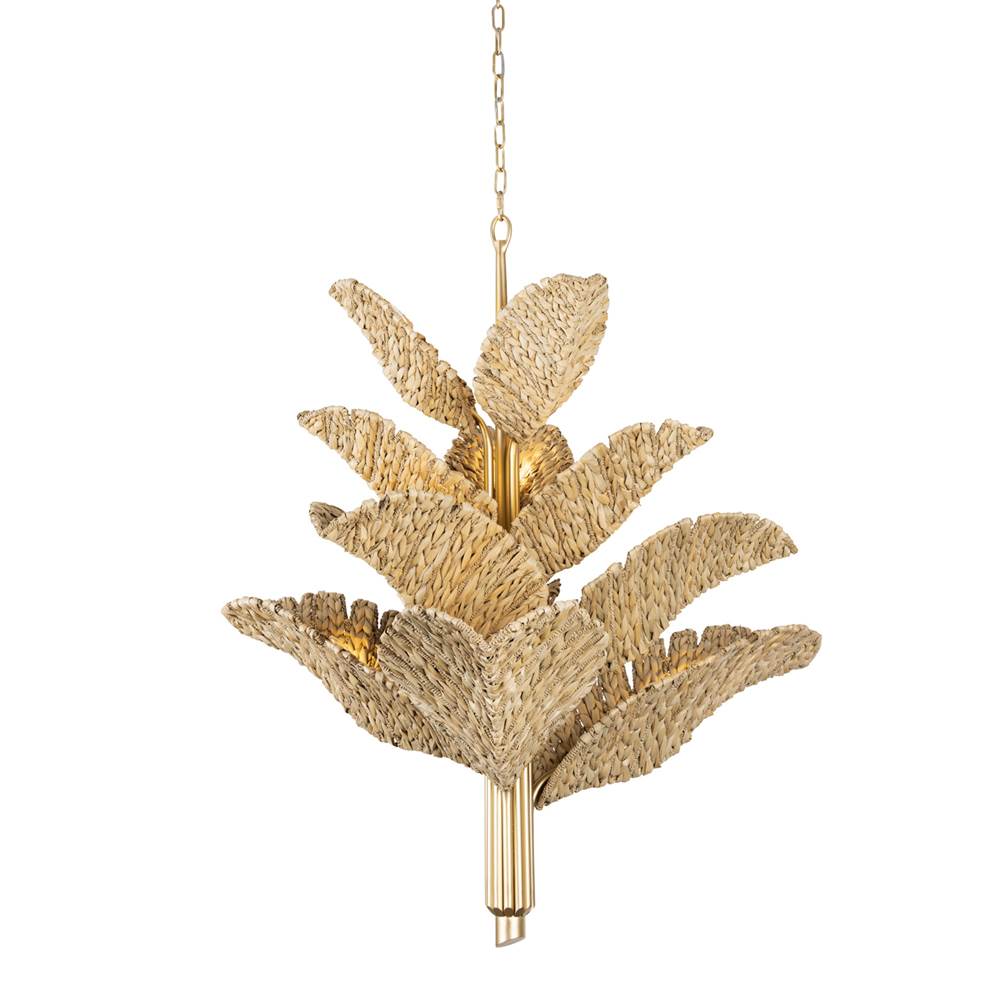 Varaluz 901C12FGN French Gold,Natural Seagrass Banana Leaf 12-lt Chandelier - French Gold/natural Seagrass Image 1