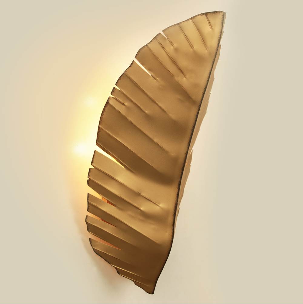 Varaluz 901K03GO Gold Banana Leaf 3-lt Tall Sconce - Gold Image 1
